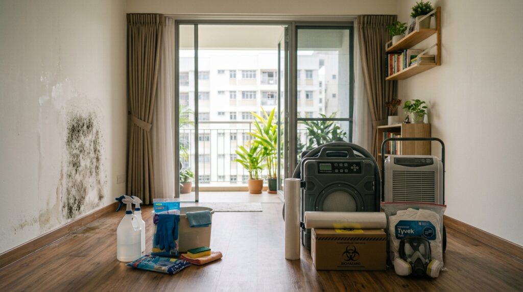 Comparison of DIY cleaning supplies and professional mold remediation equipment